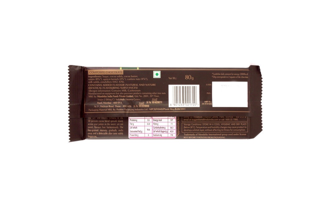 Cadbury Bournville Raisin & Nut   Pack  80 grams